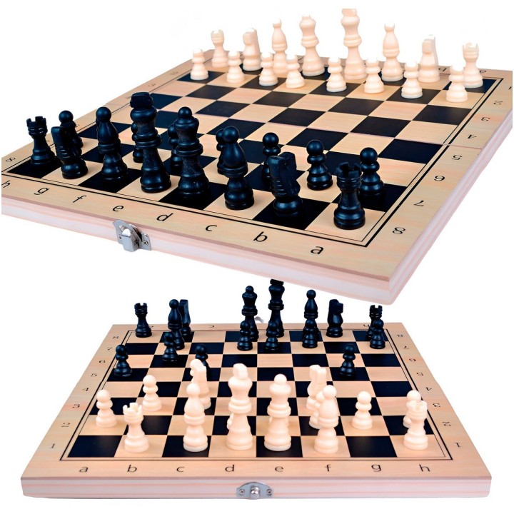 Juego De Mesa En Madera Ajedrez Y Backgammon 2 En 1 Grande