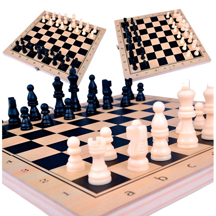 Juego De Mesa En Madera Ajedrez Y Backgammon 2 En 1 Grande