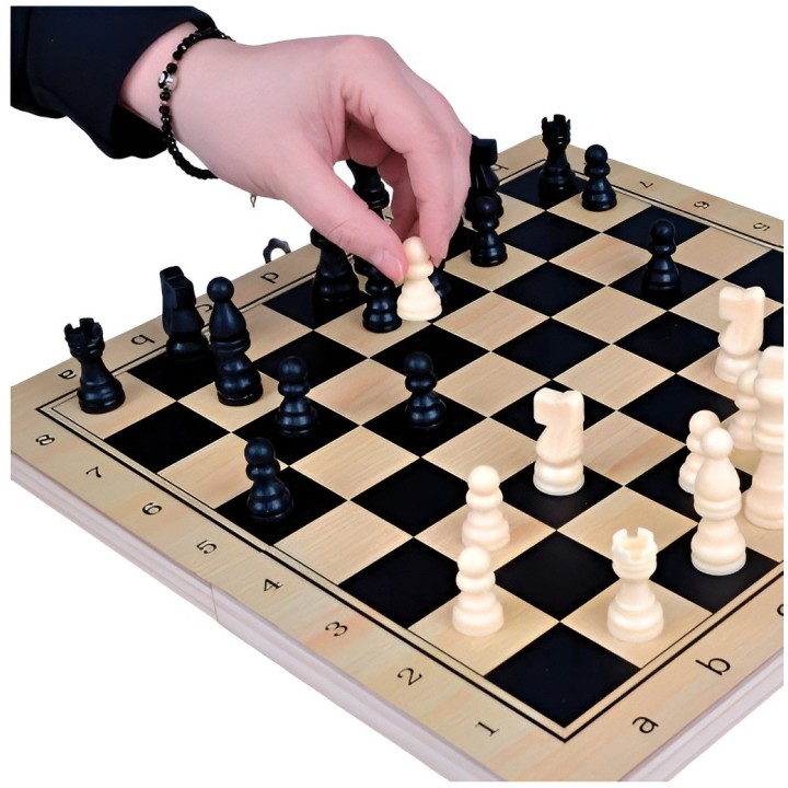 Juego De Mesa En Madera Ajedrez Y Backgammon 2 En 1 Grande