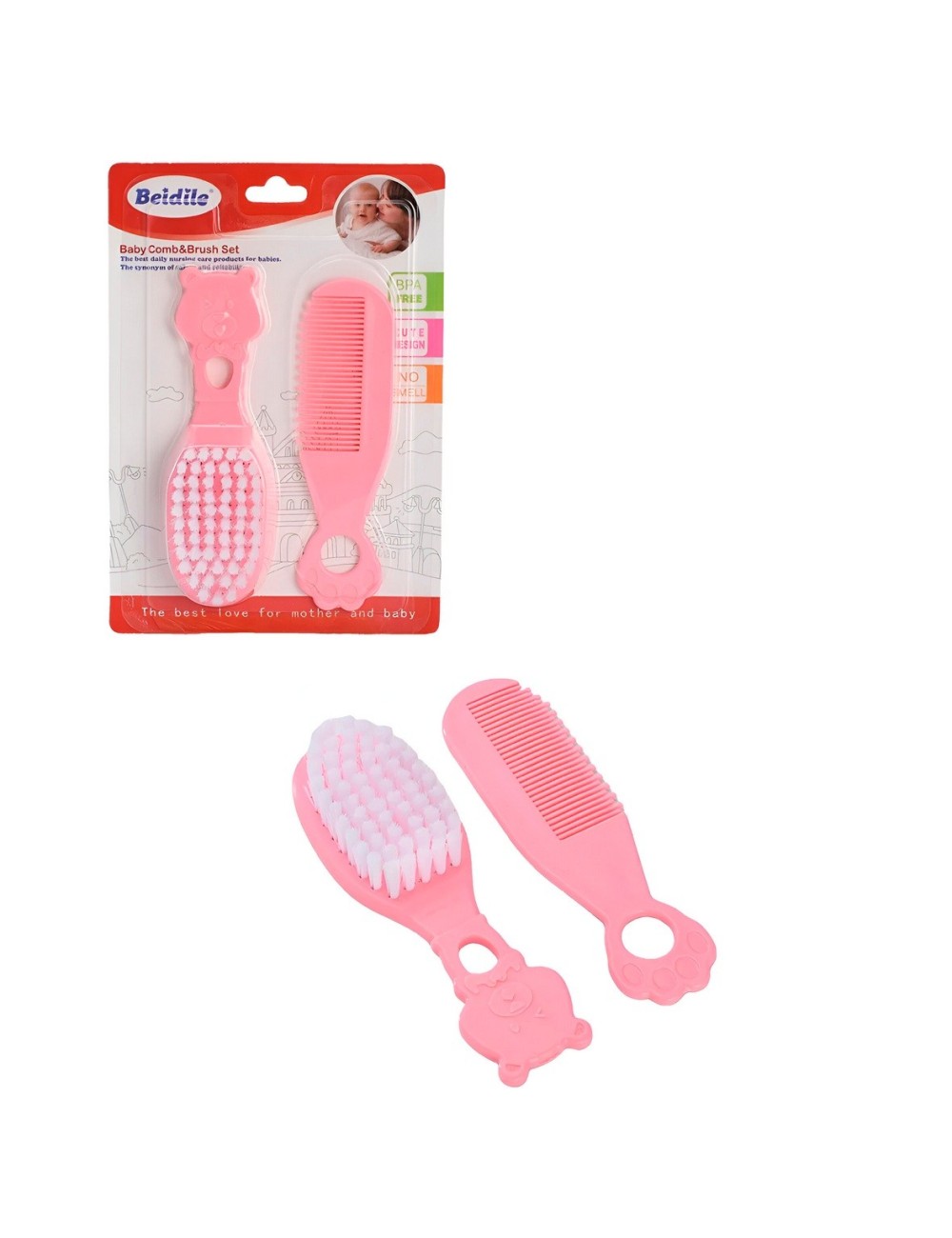 Peine Y Cepillo Para Bebes Set Kit De Cuidado Capilar