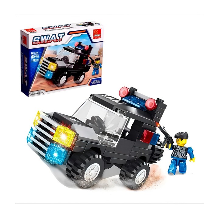 Vehiculos Y Personajes Swat Policia Armable Armatodo Niños