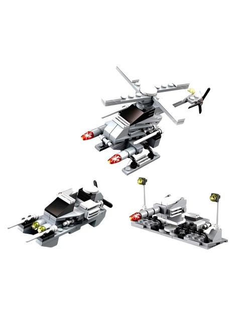 Helicoptero De Combate Militar 3 En 1 Armable Armatodo Niños