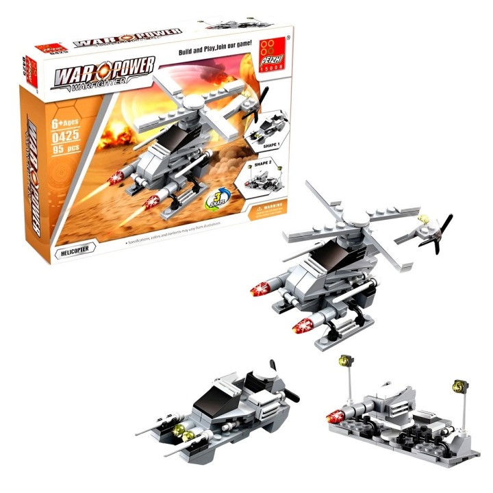 Helicoptero De Combate Militar 3 En 1 Armable Armatodo Niños