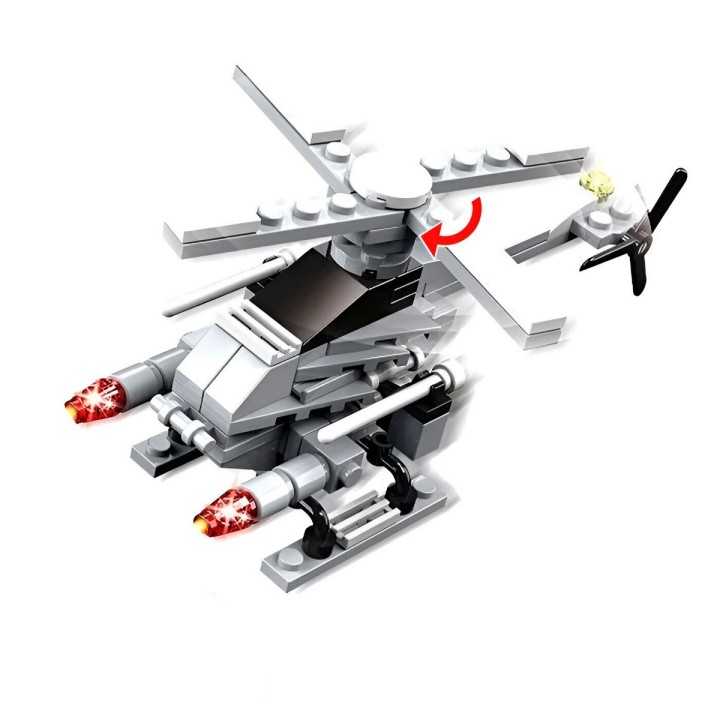 Helicoptero De Combate Militar 3 En 1 Armable Armatodo Niños