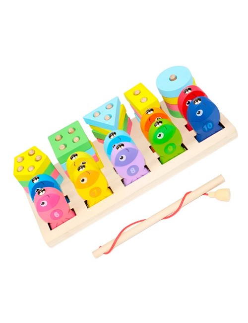 Juego De Pesca Iman Juguete Madera Figuras Peces Colores