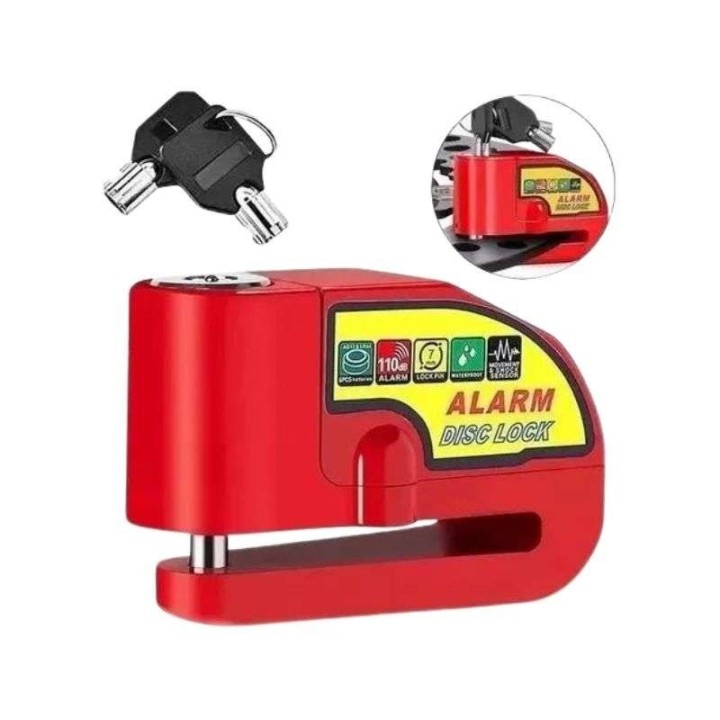 Candado-alarma Freno Disco Seguridad Para Motocicleta Y Bici
