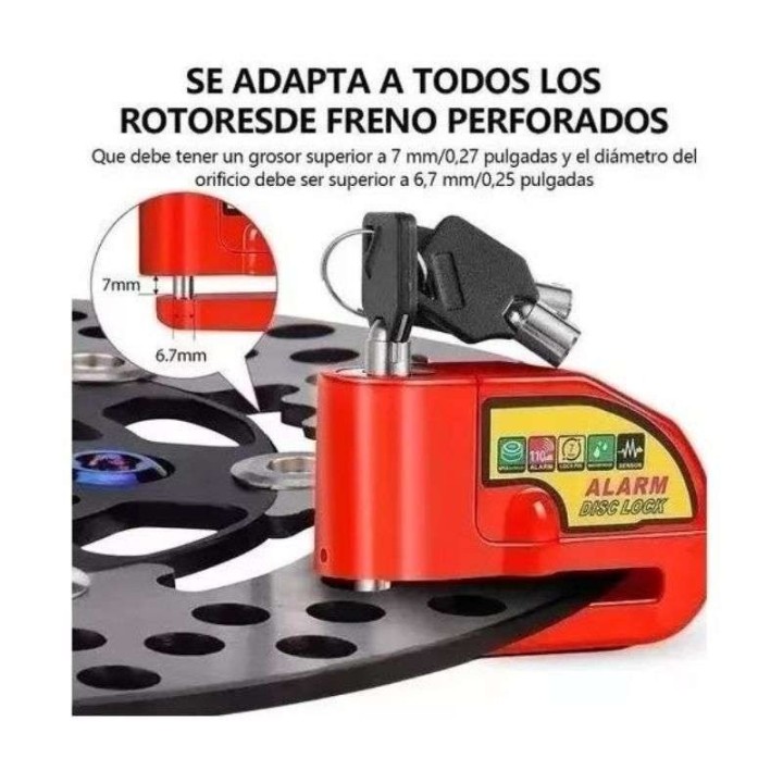 Candado-alarma Freno Disco Seguridad Para Motocicleta Y Bici