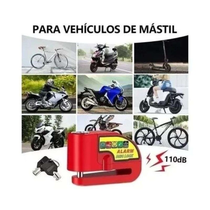 Candado-alarma Freno Disco Seguridad Para Motocicleta Y Bici