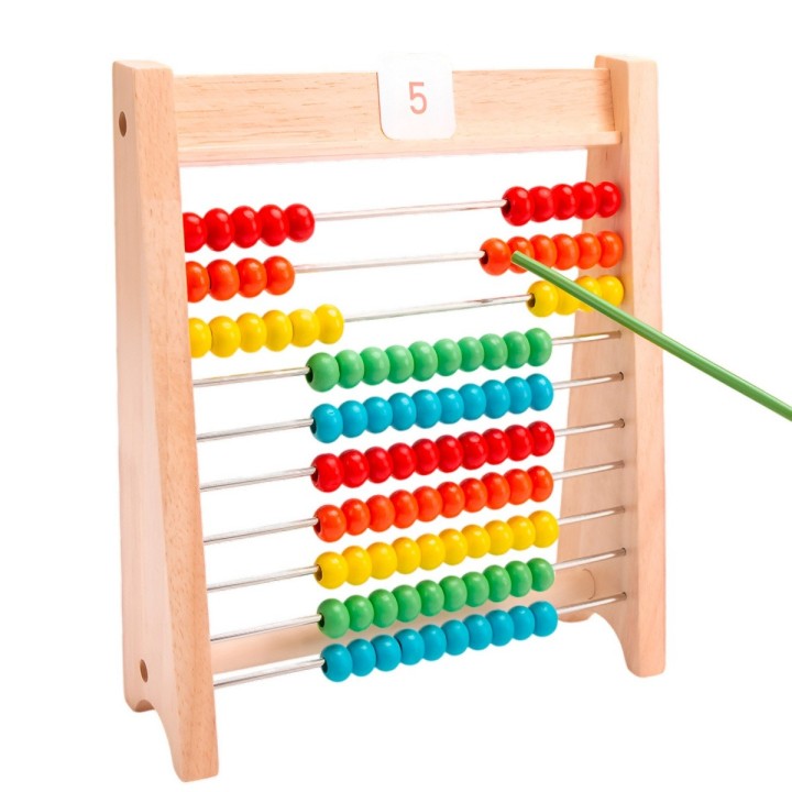 Abaco Didáctico Enseñanza Niños Numeros Madera Aprendizaje
