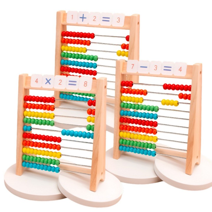 Abaco Didáctico Enseñanza Niños Numeros Madera Aprendizaje