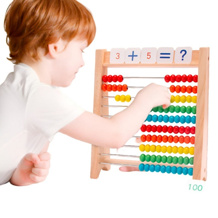 Abaco Didáctico Enseñanza Niños Numeros Madera Aprendizaje