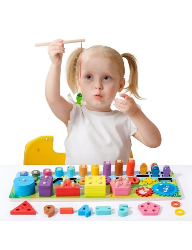 Juego De Encastre Niños Didactio Madera Aprendizaje Logica