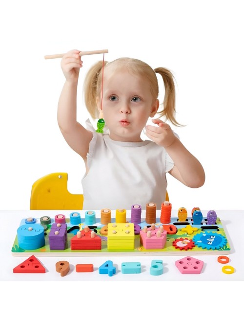Juego De Encastre Niños Didactio Madera Aprendizaje Logica