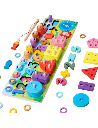 Juego De Encastre Niños Didactio Madera Aprendizaje Logica