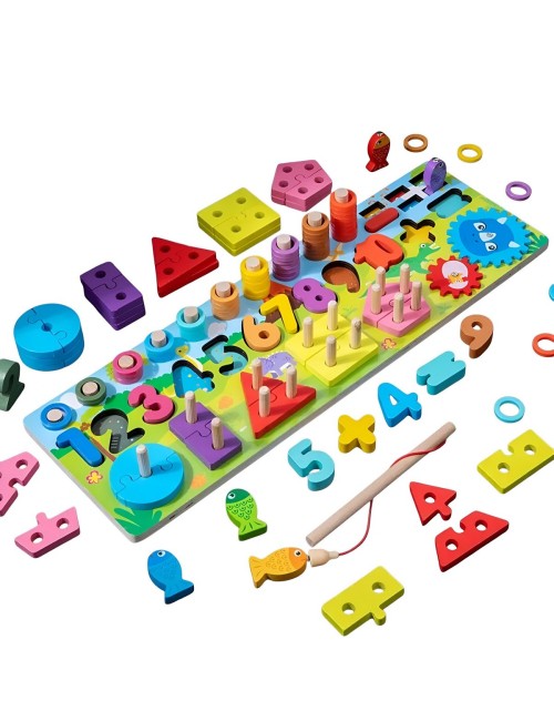 Juego De Encastre Niños Didactio Madera Aprendizaje Logica