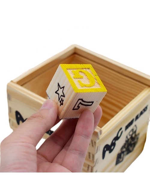 Juego De Madera Cubo De Aprendizaje Figuras Numeros Letras