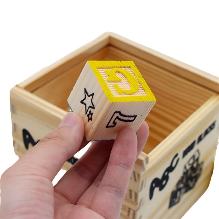 Juego De Madera Cubo De Aprendizaje Figuras Numeros Letras