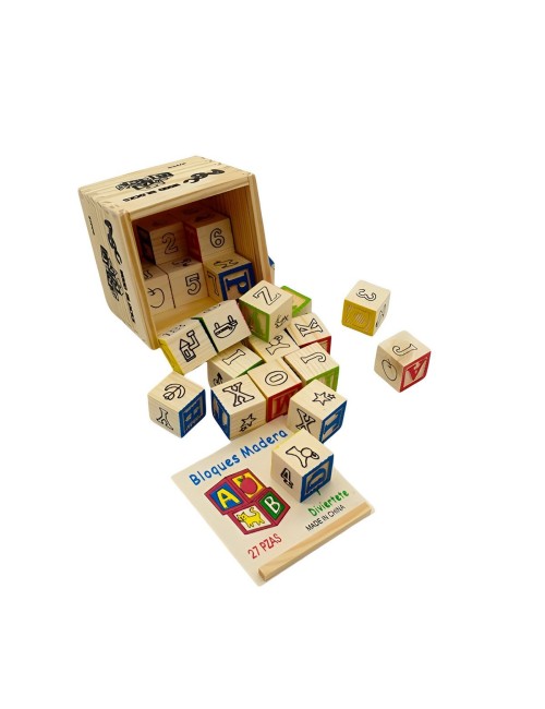 Juego De Madera Cubo De Aprendizaje Figuras Numeros Letras
