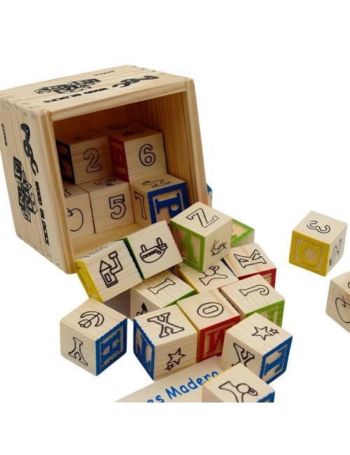 Juego De Madera Cubo De Aprendizaje Figuras Numeros Letras