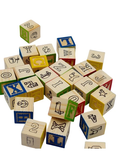 Juego De Madera Cubo De Aprendizaje Figuras Numeros Letras
