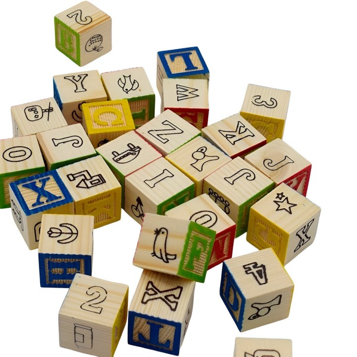 Juego De Madera Cubo De Aprendizaje Figuras Numeros Letras