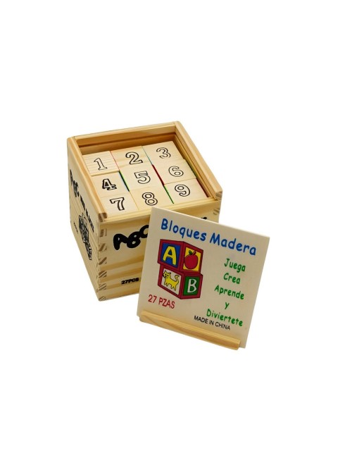 Juego De Madera Cubo De Aprendizaje Figuras Numeros Letras