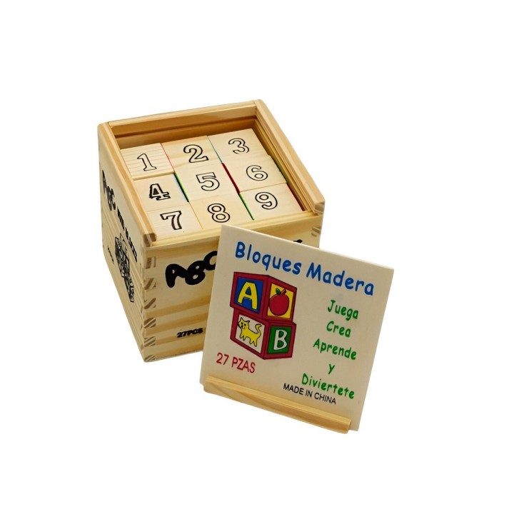 Juego De Madera Cubo De Aprendizaje Figuras Numeros Letras