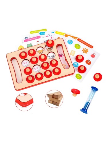 Juego De Memoria Aprendizaje Cognitivo Figuras Madera Niños