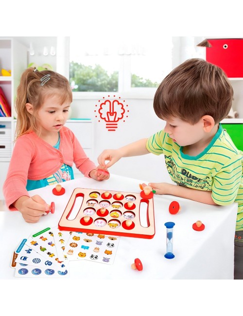 Juego De Memoria Aprendizaje Cognitivo Figuras Madera Niños
