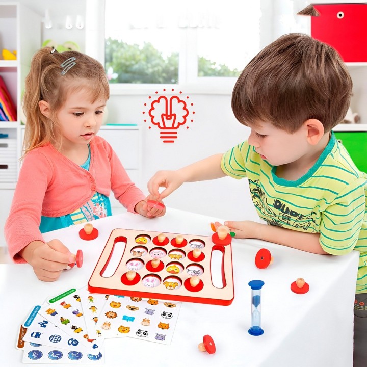 Juego De Memoria Aprendizaje Cognitivo Figuras Madera Niños