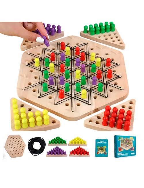 Juego De Mesa Ajedrez En Triangulo En Madera Interactivo