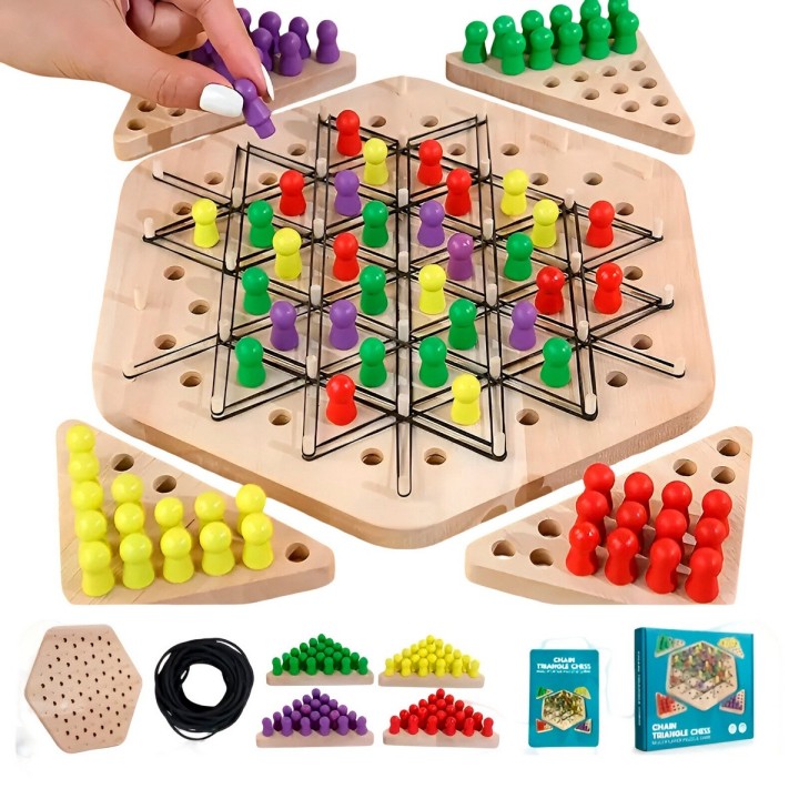 Juego De Mesa Ajedrez En Triangulo En Madera Interactivo