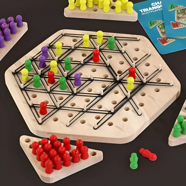 Juego De Mesa Ajedrez En Triangulo En Madera Interactivo