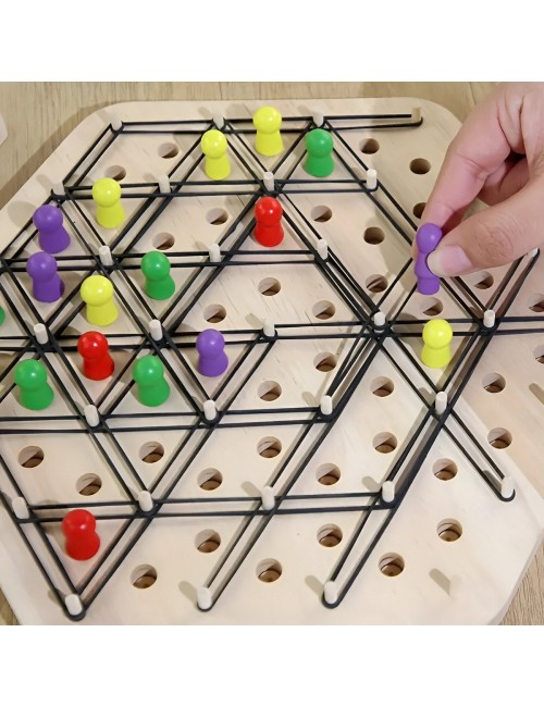 Juego De Mesa Ajedrez En Triangulo En Madera Interactivo
