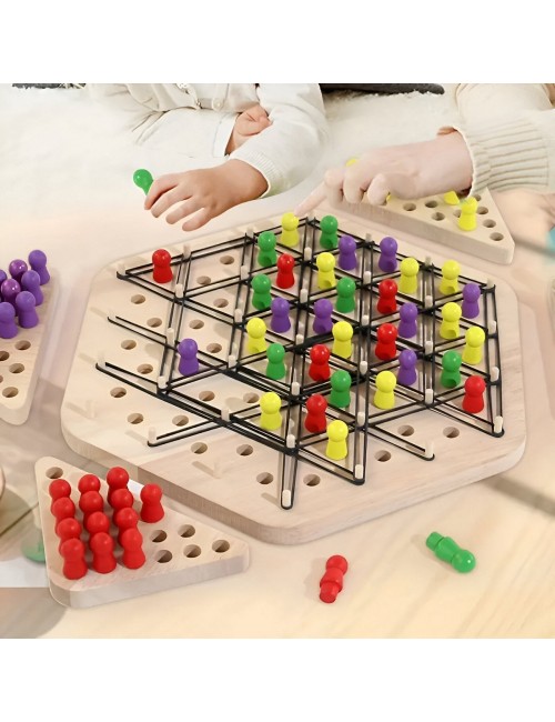 Juego De Mesa Ajedrez En Triangulo En Madera Interactivo
