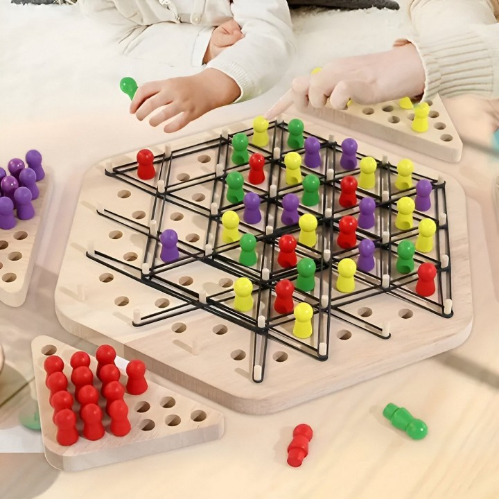 Juego De Mesa Ajedrez En Triangulo En Madera Interactivo