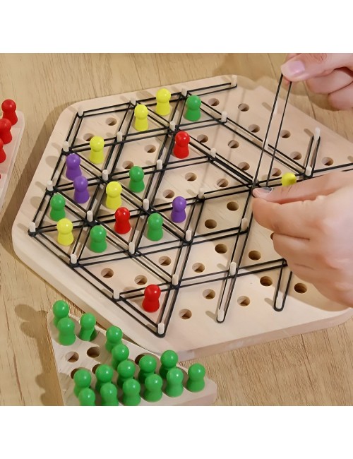 Juego De Mesa Ajedrez En Triangulo En Madera Interactivo