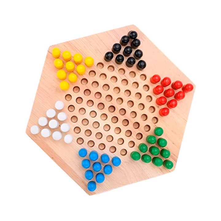 Juego De Mesa Damas Chinas En Madera Colores Interactivo