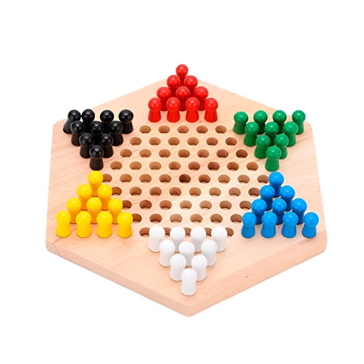 Juego De Mesa Damas Chinas En Madera Colores Interactivo