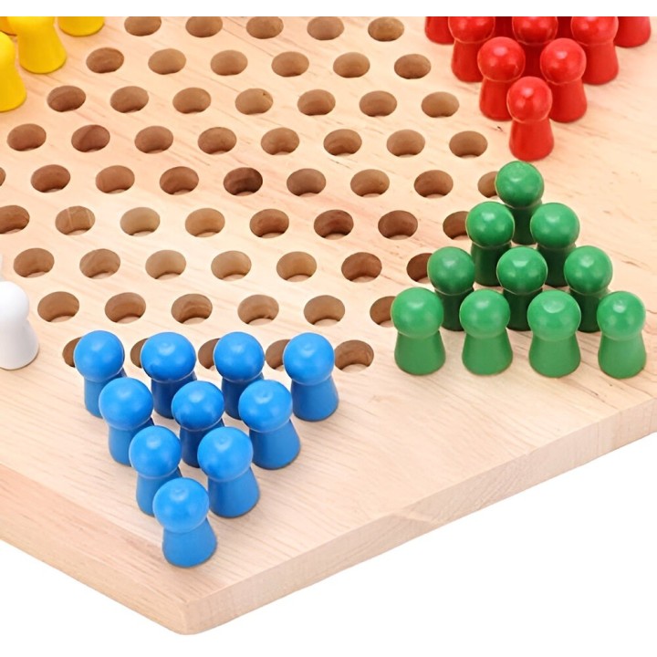 Juego De Mesa Damas Chinas En Madera Colores Interactivo