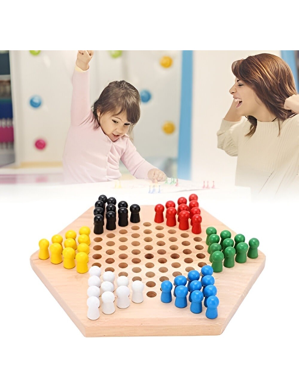Juego De Mesa Damas Chinas En Madera Colores Interactivo