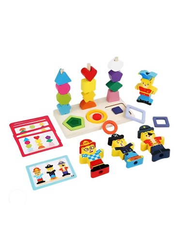 Juego De Mesa Madera Encastre Figuras Patrones Didactico