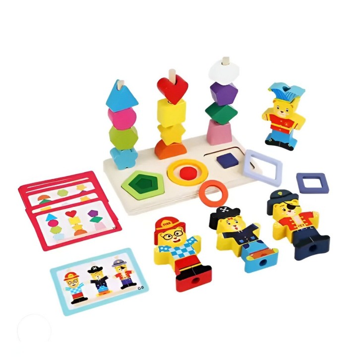 Juego De Mesa Madera Encastre Figuras Patrones Didactico