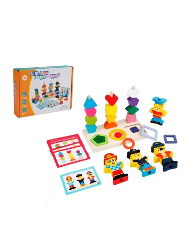 Juego De Mesa Madera Encastre Figuras Patrones Didactico