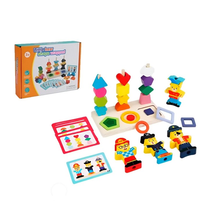 Juego De Mesa Madera Encastre Figuras Patrones Didactico