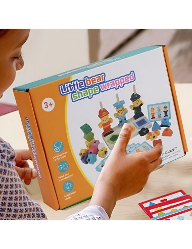 Juego De Mesa Madera Encastre Figuras Patrones Didactico