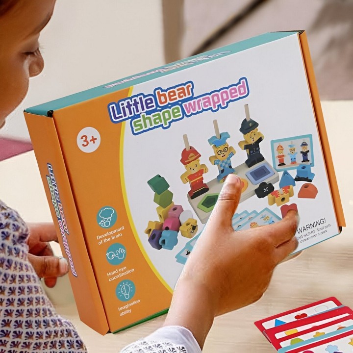 Juego De Mesa Madera Encastre Figuras Patrones Didactico