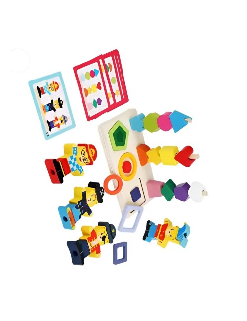 Juego De Mesa Madera Encastre Figuras Patrones Didactico