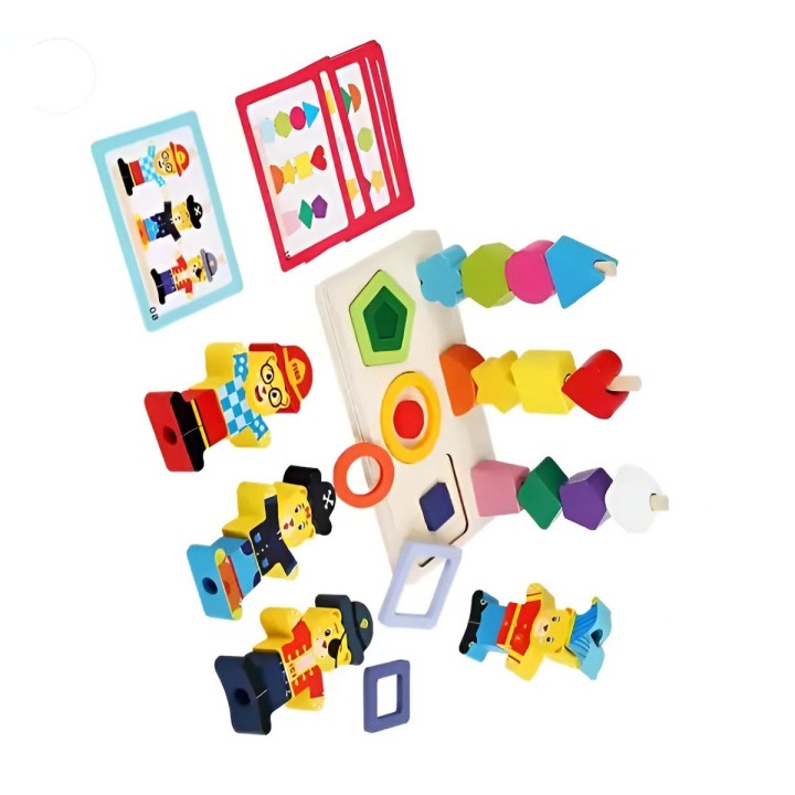 Juego De Mesa Madera Encastre Figuras Patrones Didactico