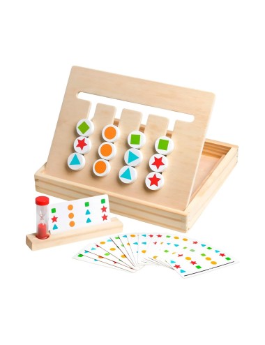 Juego De Mesa Madera Figuras Patrones Colores Aprendizaje